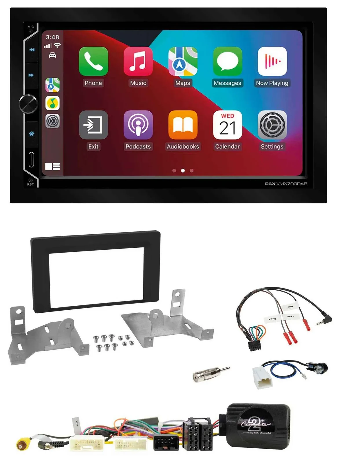 ESX 2DIN DAB USB Lenkrad Bluetooth Autoradio für Toyota Aygo ab 22 AB7 schwarz