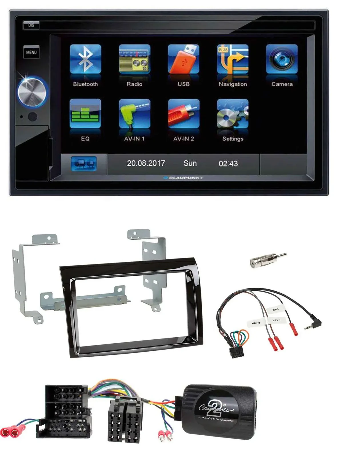 Blaupunkt Lenkrad USB Bluetooth TMC 2DIN Navigation für Fiat Peugeot Citroen kla