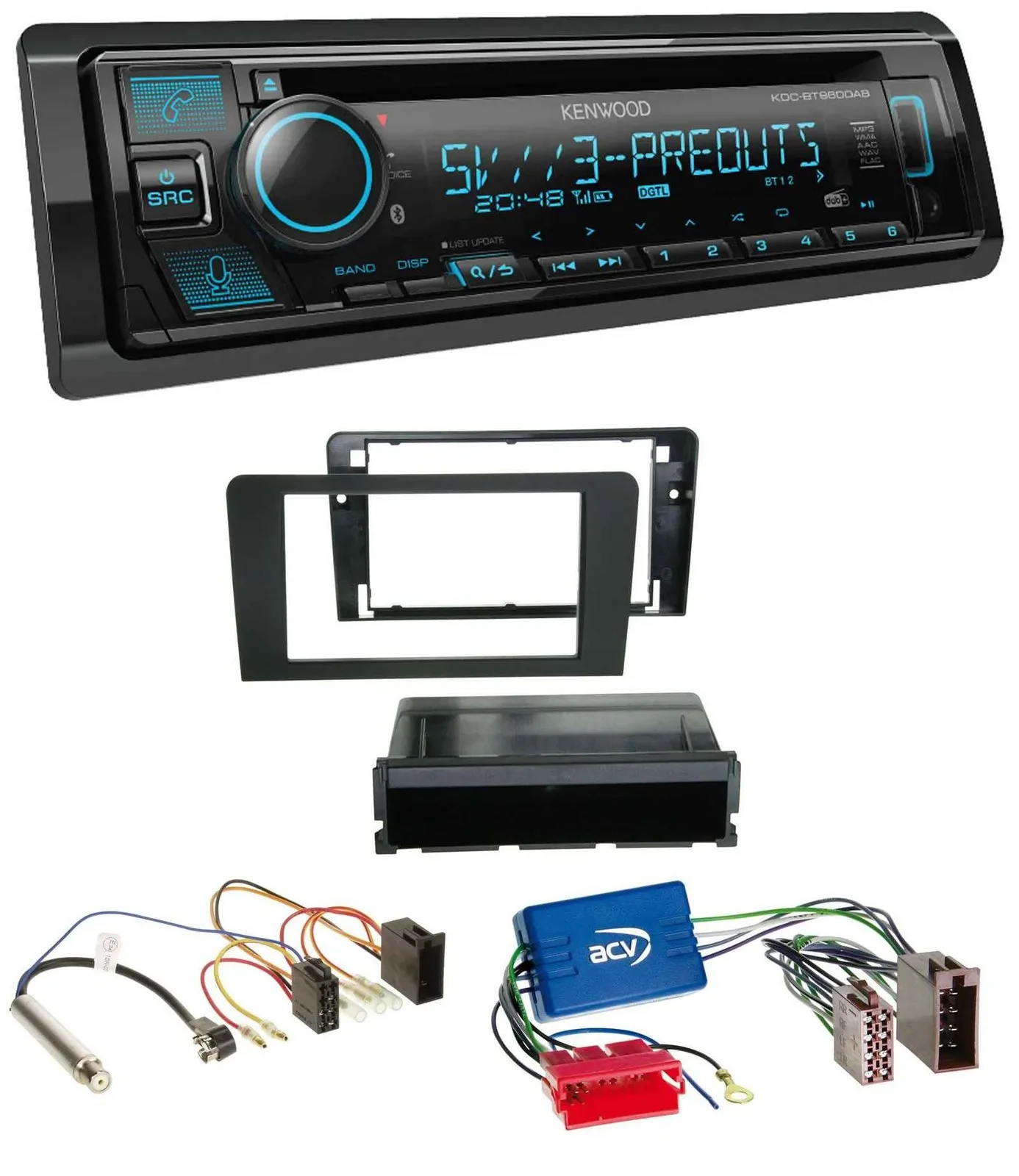 Kenwood Bluetooth USB CD MP3 DAB Autoradio für Audi A3 03-06 8P Symphony Aktivsy