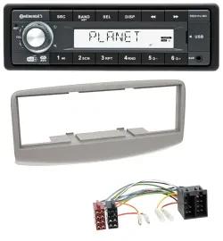 Continental MP3 AUX USB DAB 1DIN Autoradio für Fiat Multipla 186 1999-2010 grau