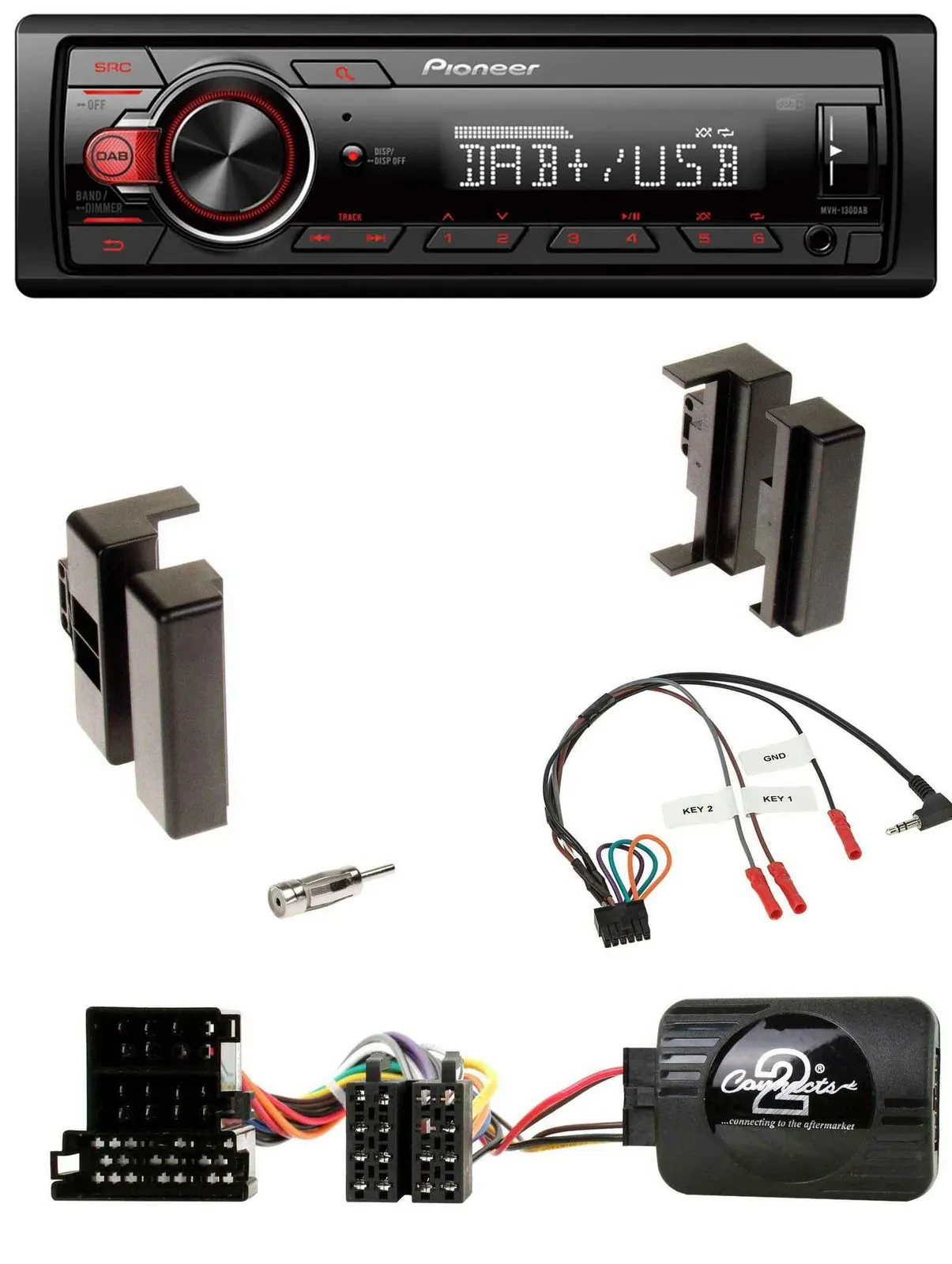 Pioneer MP3 1DIN DAB USB Lenkrad Autoradio für Audi A4 B5 bis 99 A6 C4 bis 97 A8