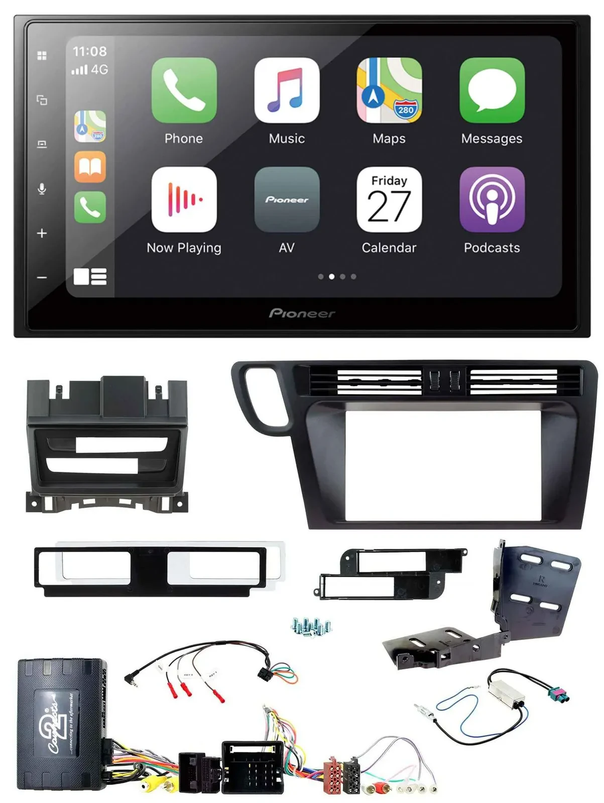 Pioneer Lenkrad Bluetooth DAB 2DIN USB Autoradio für Audi Q5 08-17 8R Infoadapte