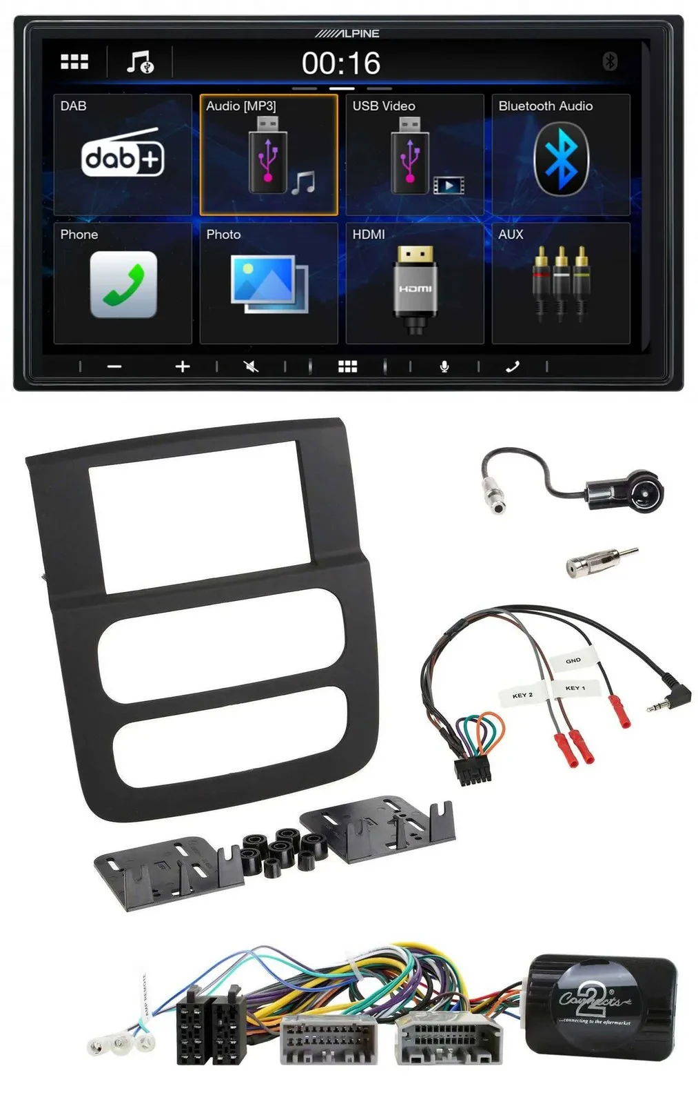 Alpine Bluetooth 2DIN Lenkrad DAB USB Autoradio für Dodge RAM 2002-2006