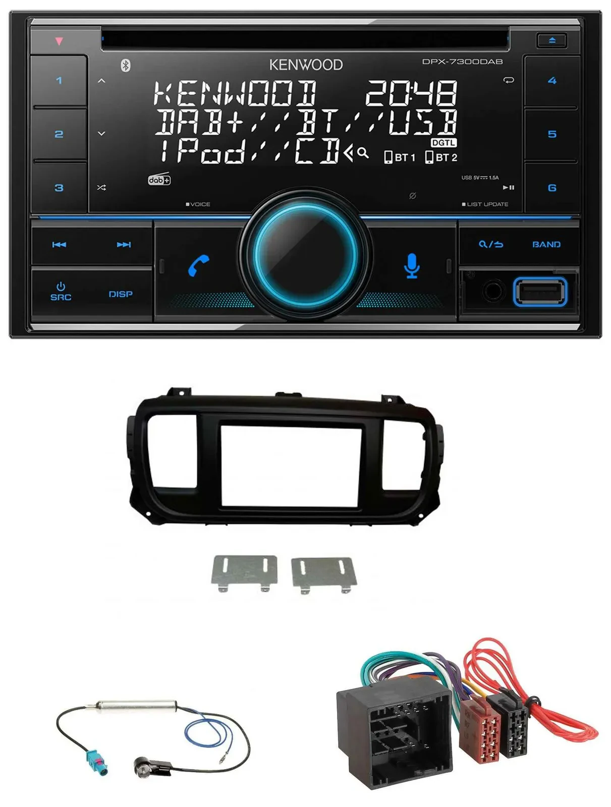 Kenwood CD 2DIN DAB USB MP3 Bluetooth Autoradio für Citroen Jumpy Spacetourer ab