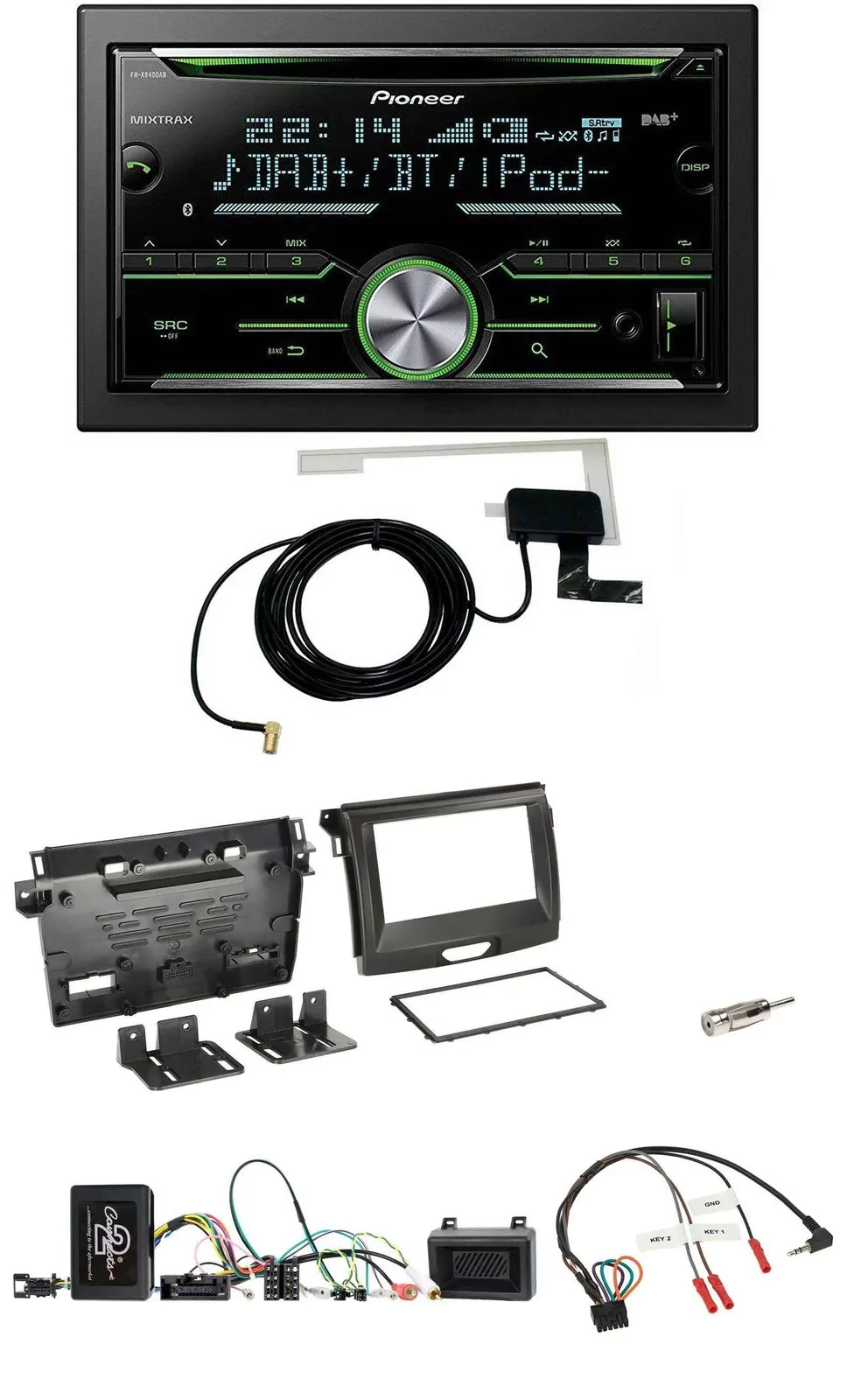 Автомагнитола Pioneer 2DIN, CD/USB, Bluetooth, DAB, для Ford Ranger (с 04/2020)