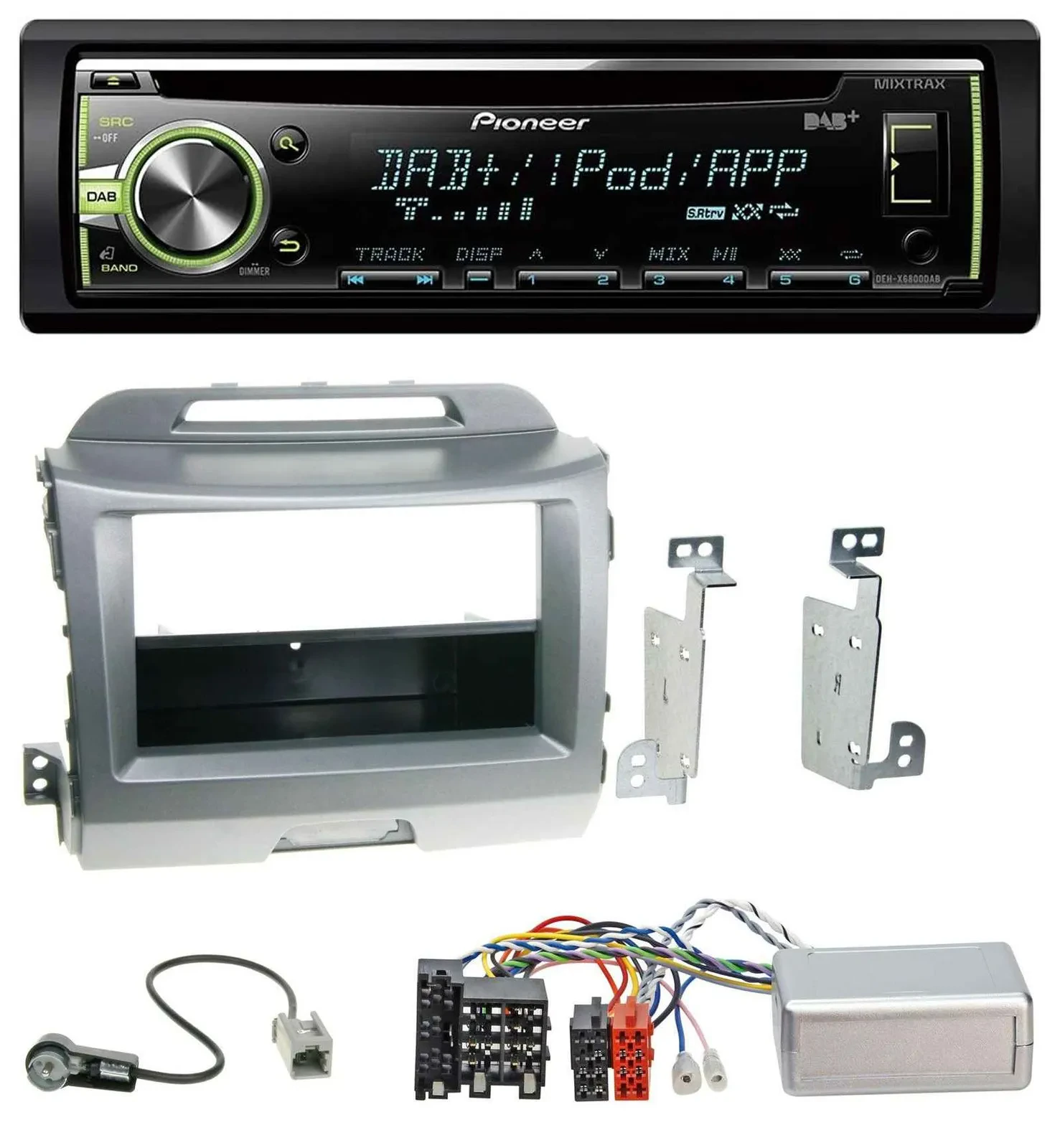 Автомагнитола для Kia Sportage 3 (2010–2015) Pioneer CD DAB USB MP3, серебристая