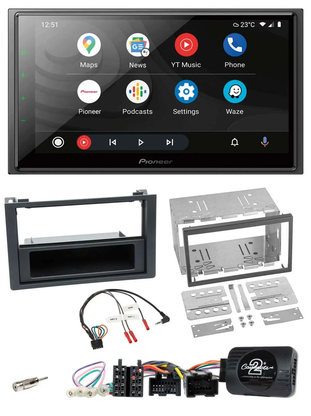Pioneer USB 2DIN DAB Lenkrad Bluetooth Autoradio für Saab 9-3 2008-2012