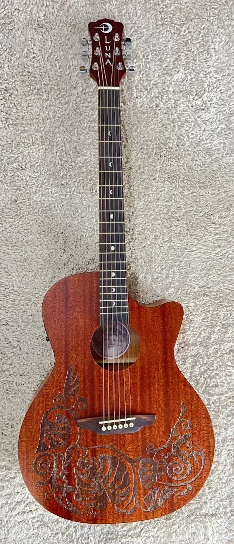 Luna Gypsy Mo'o Mahogany Acoustic Electric Guitar - Pre Production Prototype?
