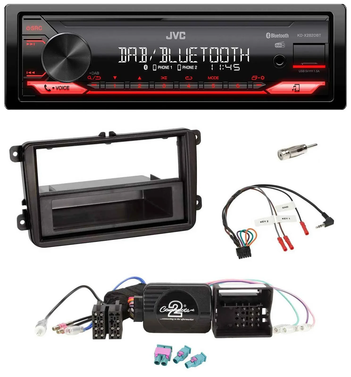 JVC Bluetooth USB DAB Lenkrad Autoradio für VW Amarok Beetle EOS Caddy Golf V/VI