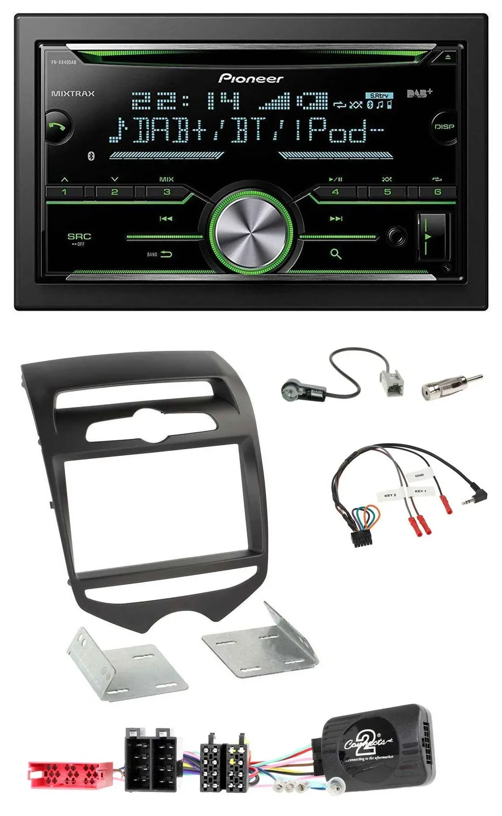 Pioneer Bluetooth Lenkrad DAB 2DIN USB CD Autoradio für Hyundai ix20 ab 2010 man