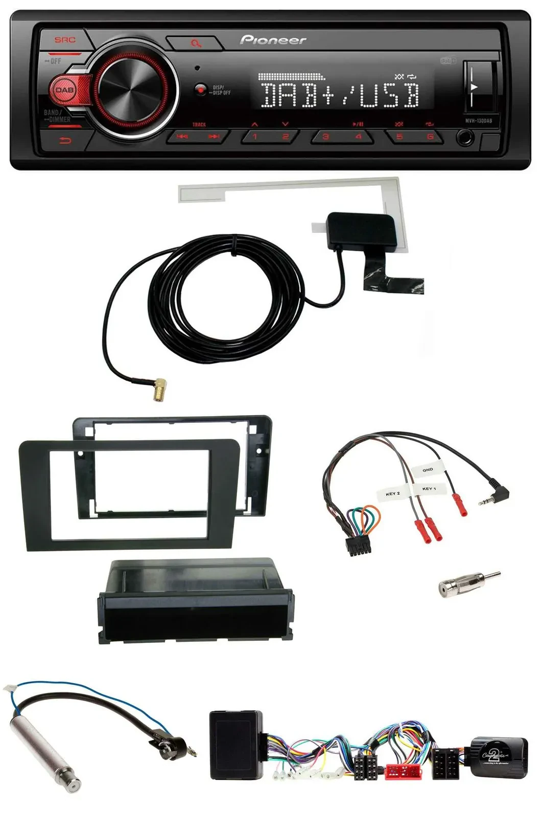 Автомагнитола Pioneer 1DIN MP3 DAB USB для Audi A3 (активная система Symphony), поддержка кнопок на руле, ISO