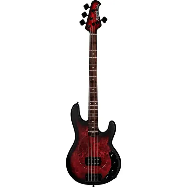 Бас-гитара Sterling by Music Man StingRay RAY34 Poplar Burl Top Bass Dark Scarlet Burst Sat