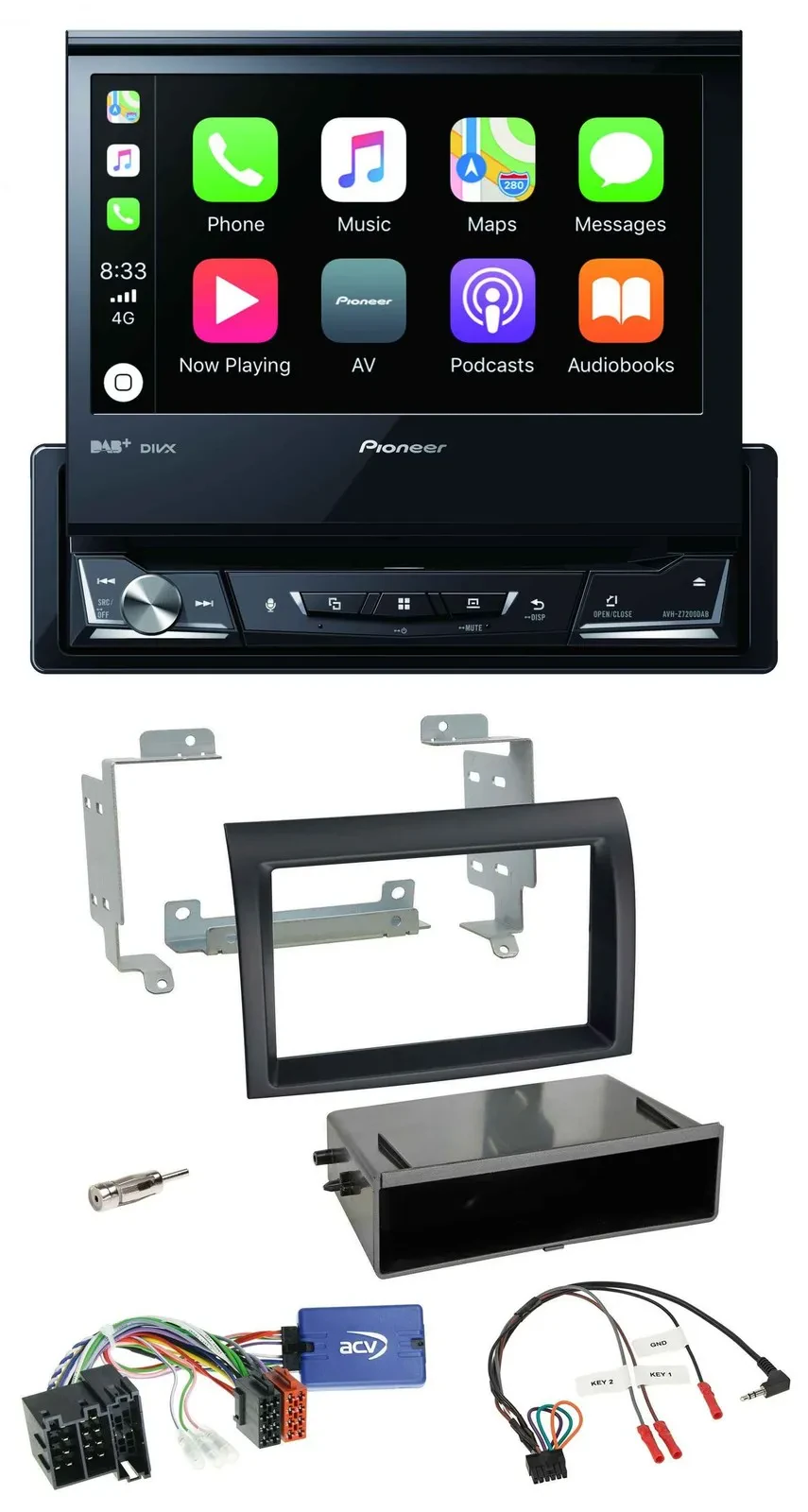 Автомагнитола Pioneer для Fiat Ducato (2008–2011) DVD, Bluetooth, DAB, USB, черная