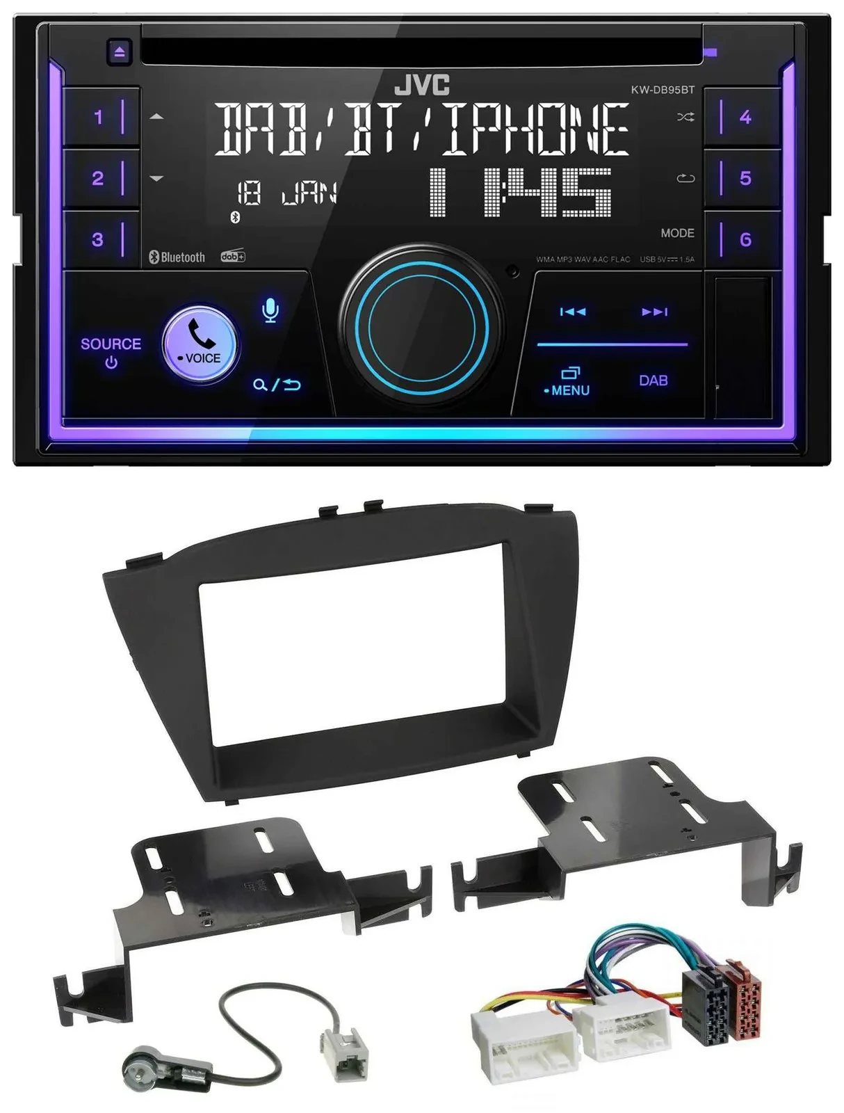 Автомагнитола JVC 2-DIN DAB Bluetooth CD MP3 USB для Hyundai ix35 (с 2013)