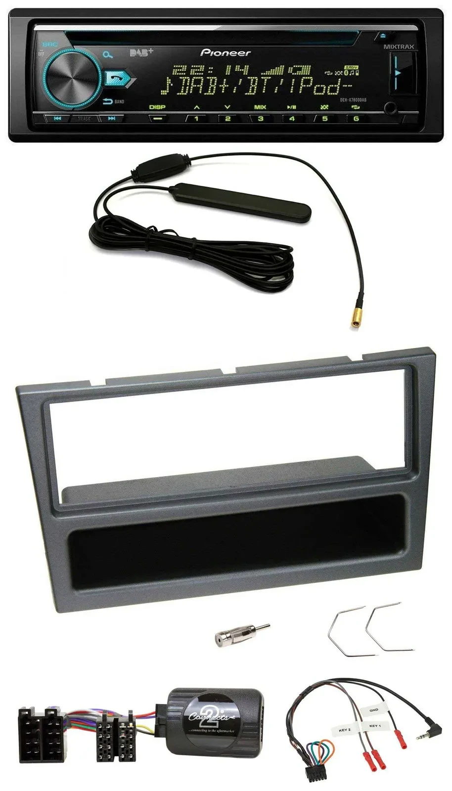 Pioneer CD MP3 Lenkrad DAB USB Autoradio für Opel Corsa C 2000-04 charcoal