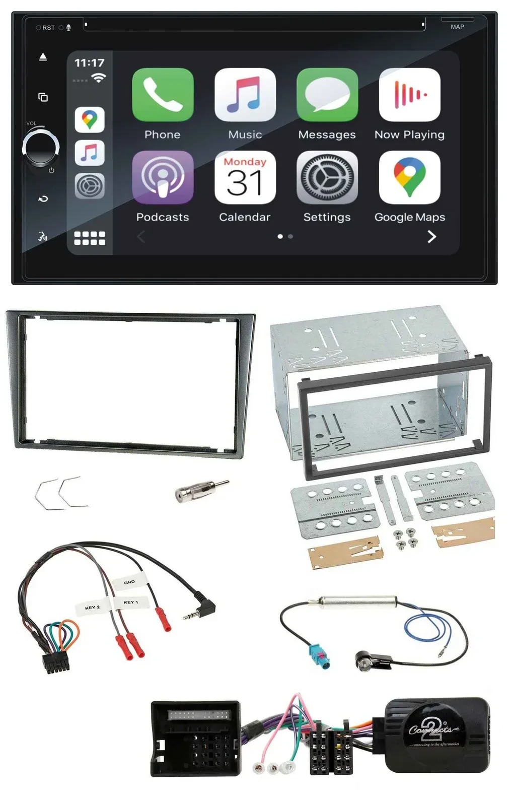 Blaupunkt 2DIN Bluetooth DAB USB DVD Lenkrad Autoradio für Opel Corsa C 2004-200