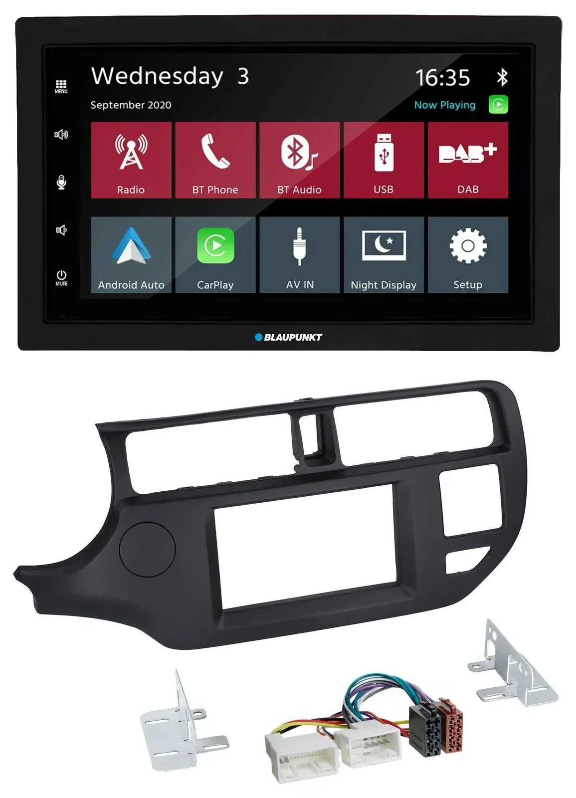 Blaupunkt DAB Bluetooth USB MP3 2DIN Autoradio für Kia Rio 11-14 UB schwarz