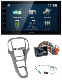 Автомагнитола Kenwood 2-DIN Bluetooth USB DAB для Opel Astra J (с 2009), титаново-серый