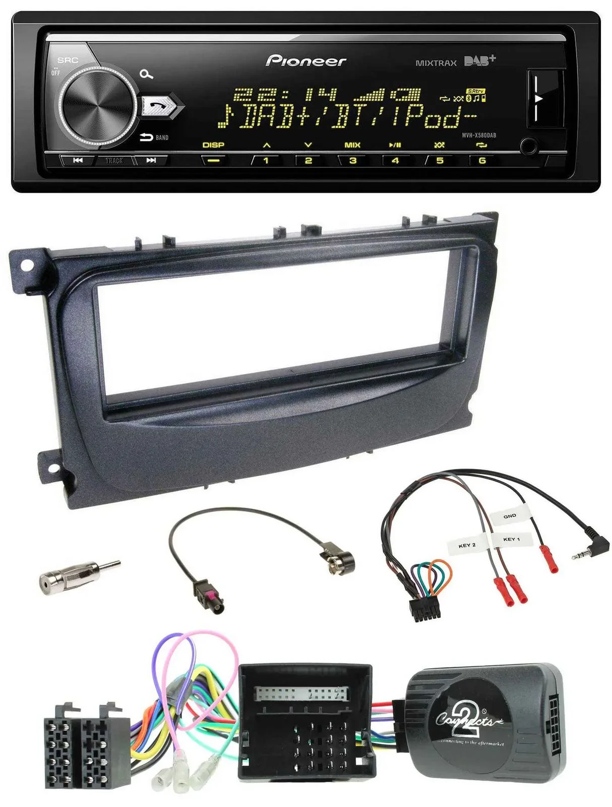Pioneer Bluetooth USB DAB Lenkrad Autoradio für Ford Mondeo S-Max 2007-14 Can-Bu