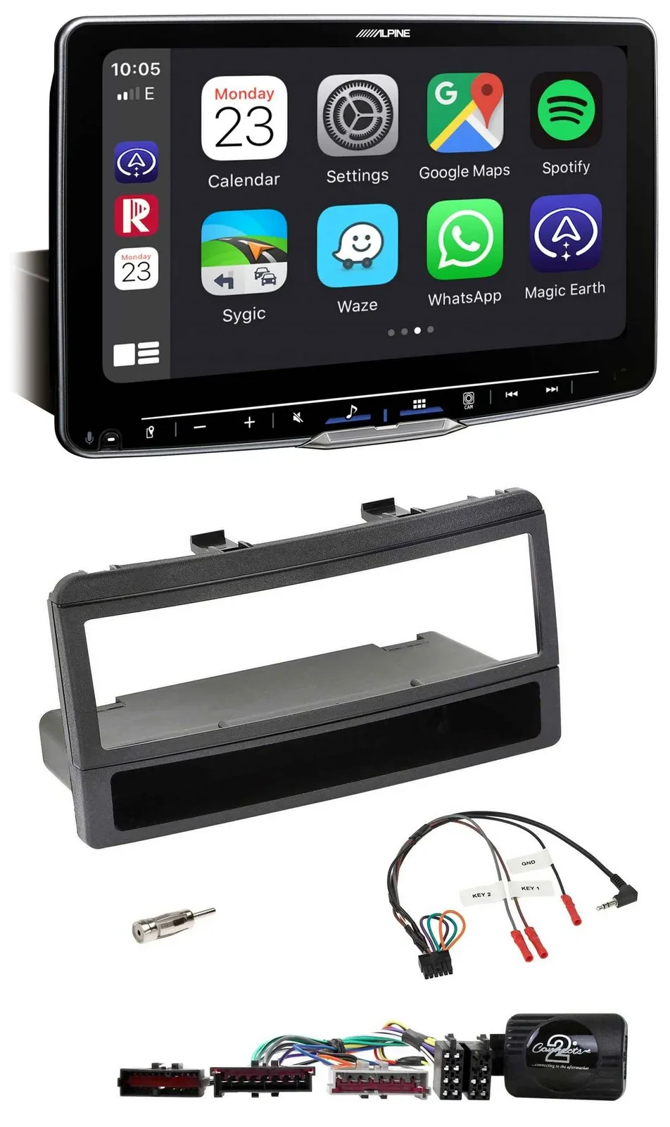 Автомагнитола для Ford Mondeo 00–02 Alpine Bluetooth USB DAB, черный, с поддержкой управления на руле, с нишей