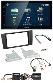 Kenwood 2DIN Bluetooth Lenkrad USB DAB Autoradio für Audi A4 2000-2001