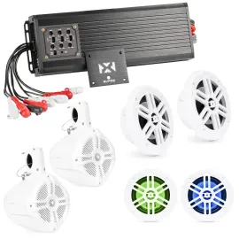 NVX MVPA6 Marine 6-Channel Compact Amplifier w/ 6.5" Tower Speakers Bundle
