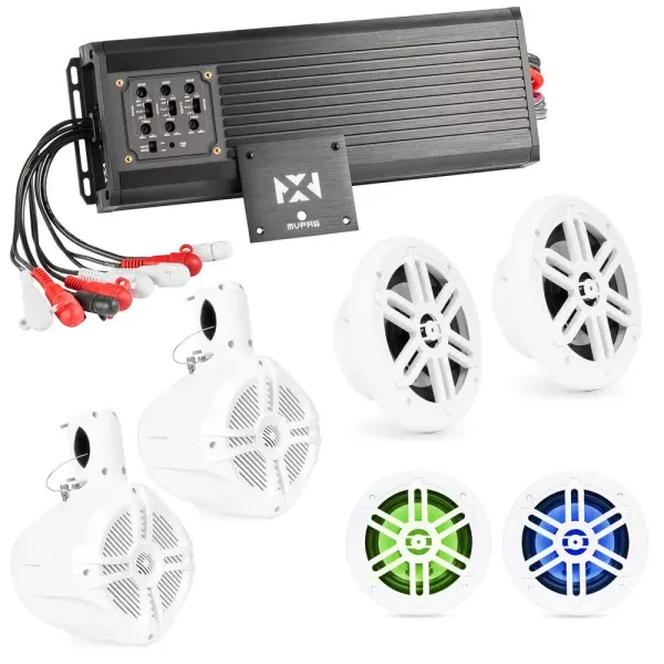 NVX MVPA6 Marine 6-Channel Compact Amplifier w/ 6.5" Tower Speakers Bundle