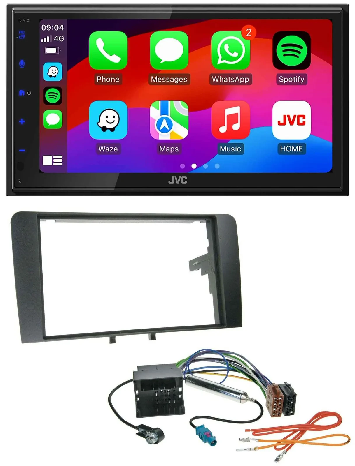 JVC Bluetooth USB MP3 2DIN DAB Autoradio für Audi A3 03-12 8P Quadlock