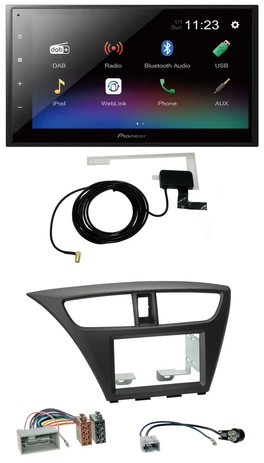 Автомагнитола Pioneer 2DIN DAB MP3 Bluetooth USB для Honda Civic Hatchback (с 2012)