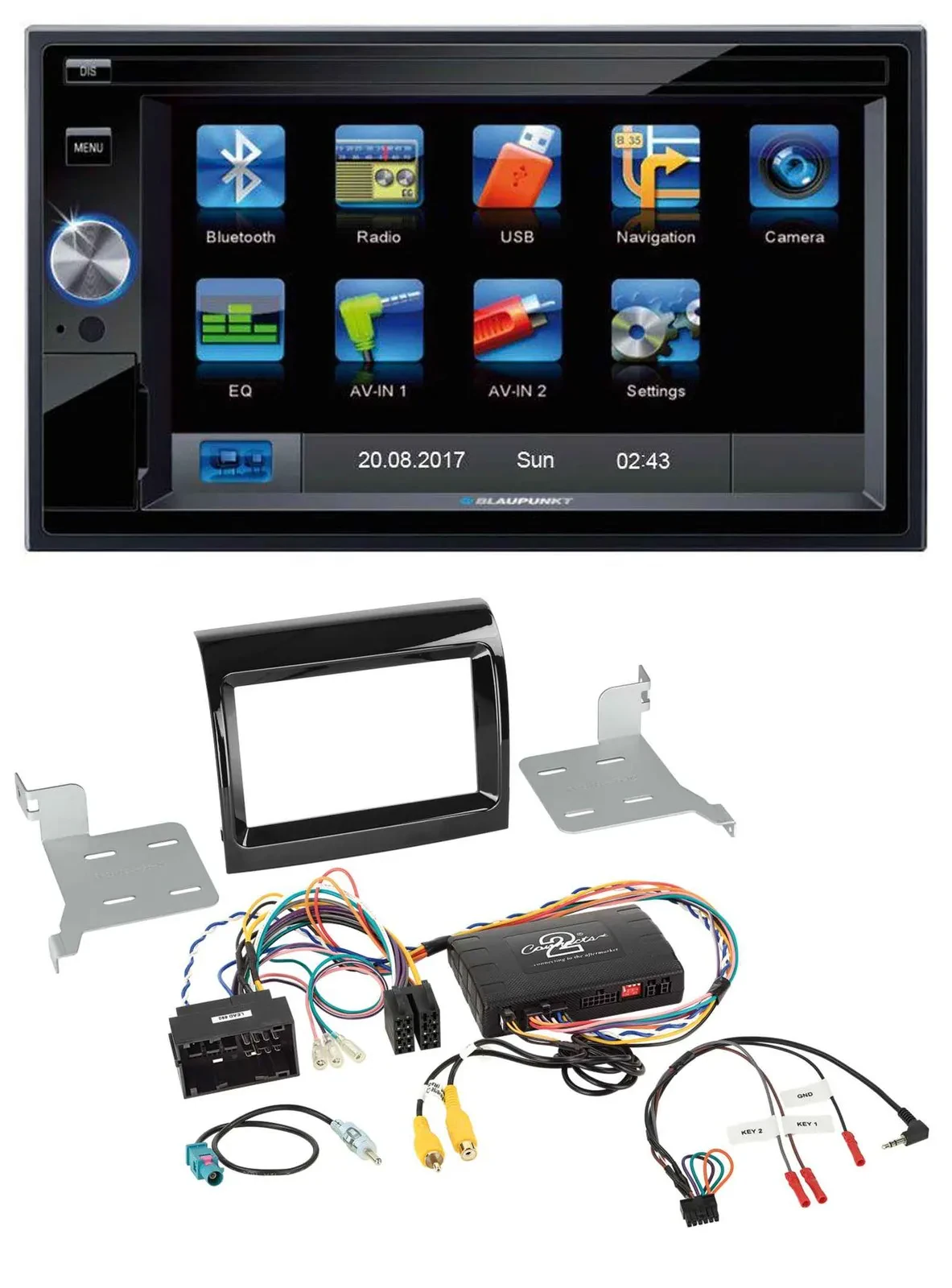 Blaupunkt SD USB TMC Bluetooth 2DIN Lenkrad Navigation für Fiat Citroen Peugeot