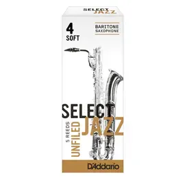 RRS05BSX4S Select Jazz Unfiled Трости для саксофона баритон, размер 4, мягкие (Soft), 5шт, Rico