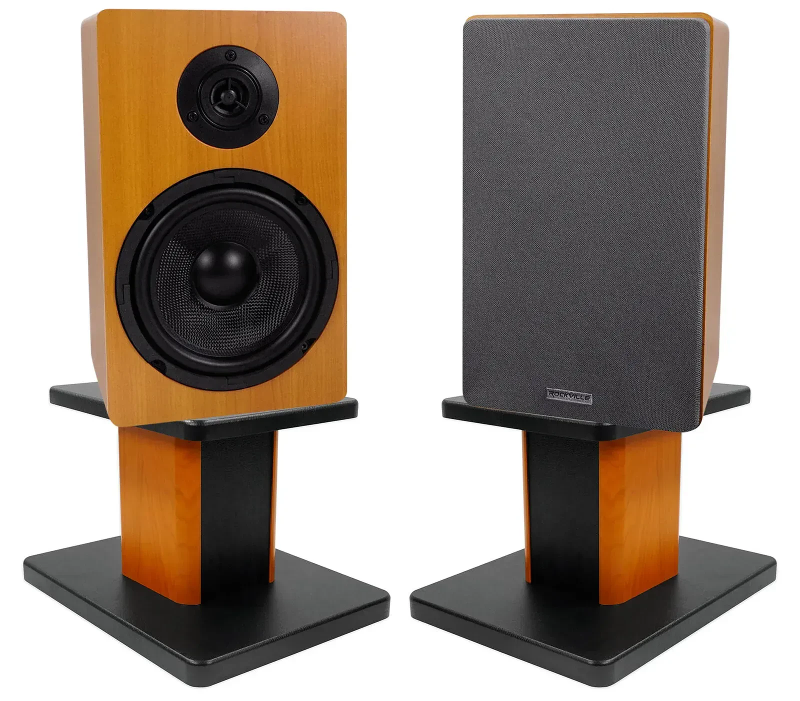 Широкополосная акустическая система Rockville RockShelf 68C Wood со стойками (пара)