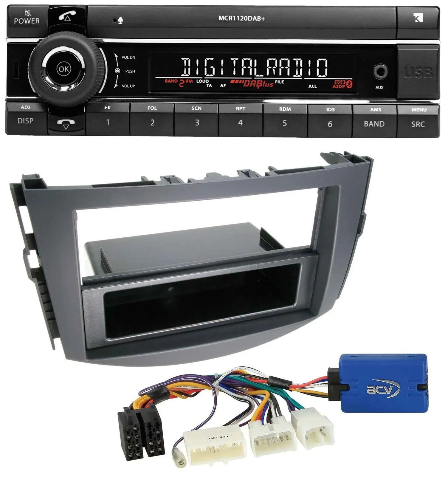 Kienzle Bluetooth MP3 USB DAB Autoradio für Toyota RAV-4 (11-13) - 28 Pin
