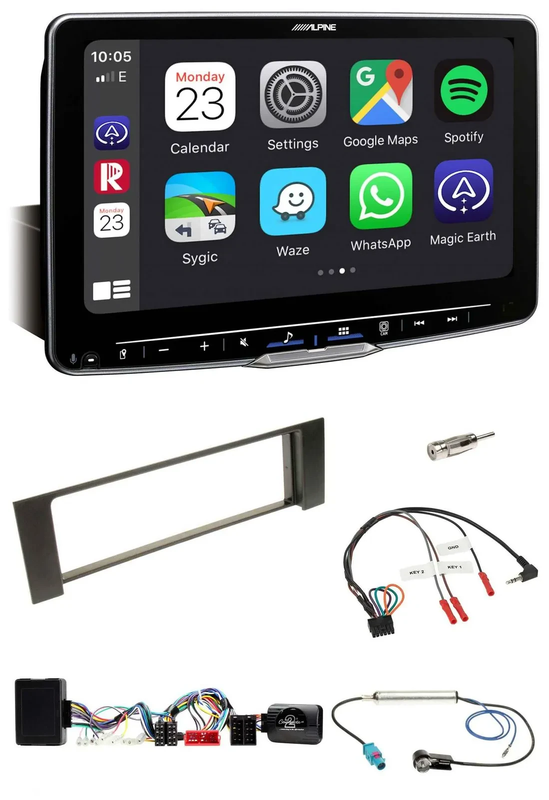 Автомагнитола Alpine Bluetooth, USB, DAB для Audi A4 B6 (2000–2004) с поддержкой управления на руле, совместима с Bose Vollaktivsystem