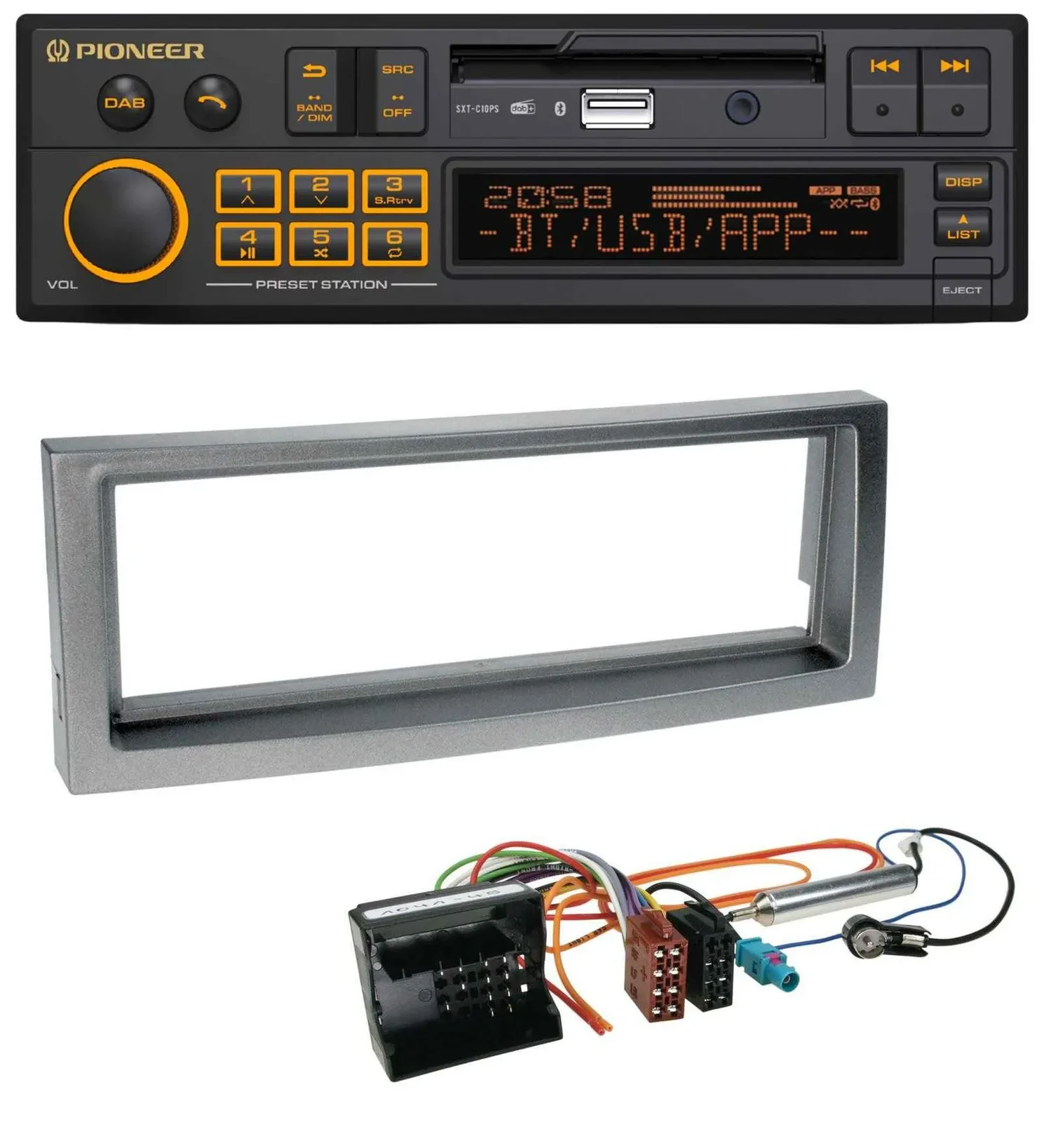 Pioneer DAB MP3 USB Bluetooth Autoradio für Citroen C5 Peugeot 407 ab 04 grau-me