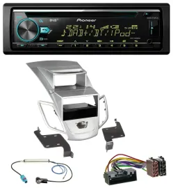 Автомагнитола Pioneer для Ford Fiesta (2010–2017) CD, USB, Bluetooth, DAB, серебристый