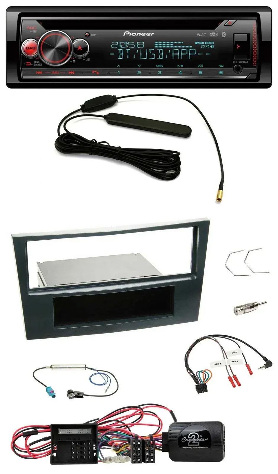 Автомагнитола Pioneer USB DAB Bluetooth CD для Opel Corsa D (2009–2014), черная, совместима с кнопками на руле
