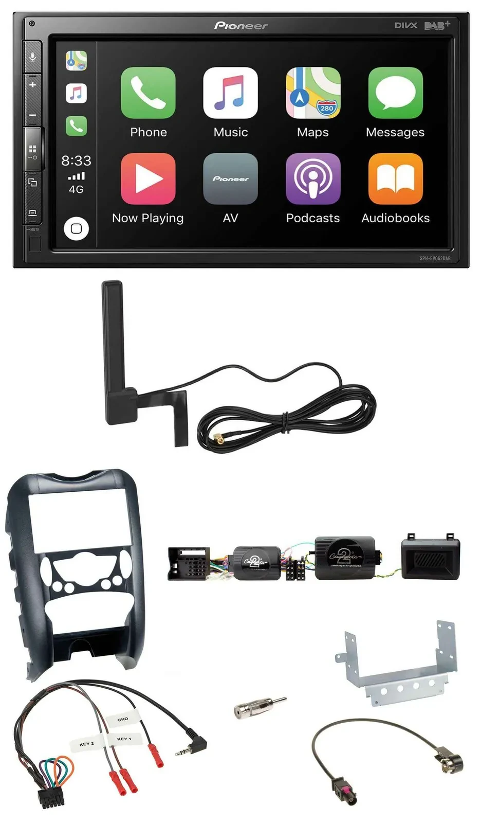 Pioneer USB 2DIN Bluetooth DAB Lenkrad Autoradio für Mini Cooper 06-14 Parksenso