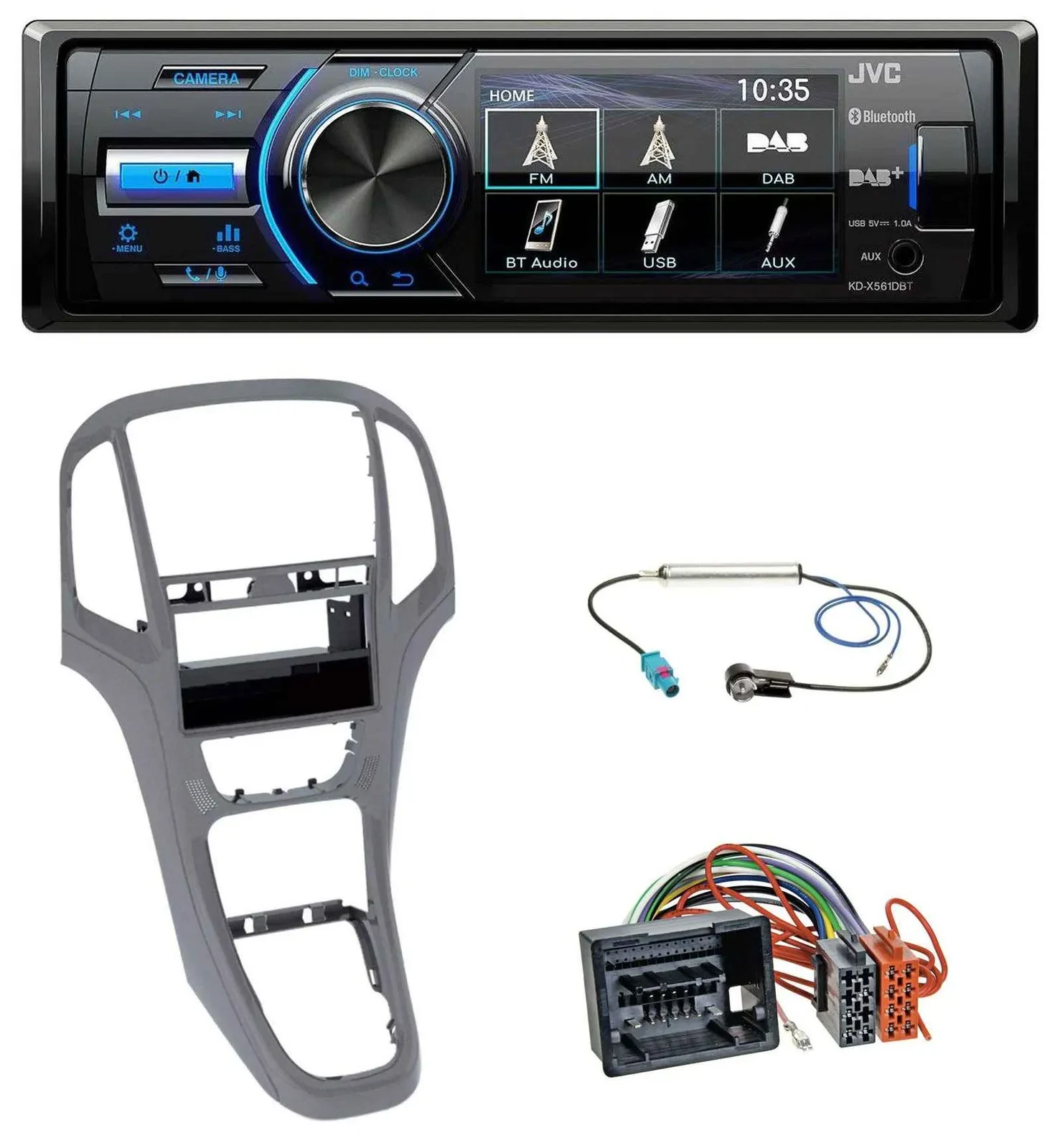 Автомагнитола для Opel Astra J JVC Bluetooth MP3 USB DAB титаново-серый