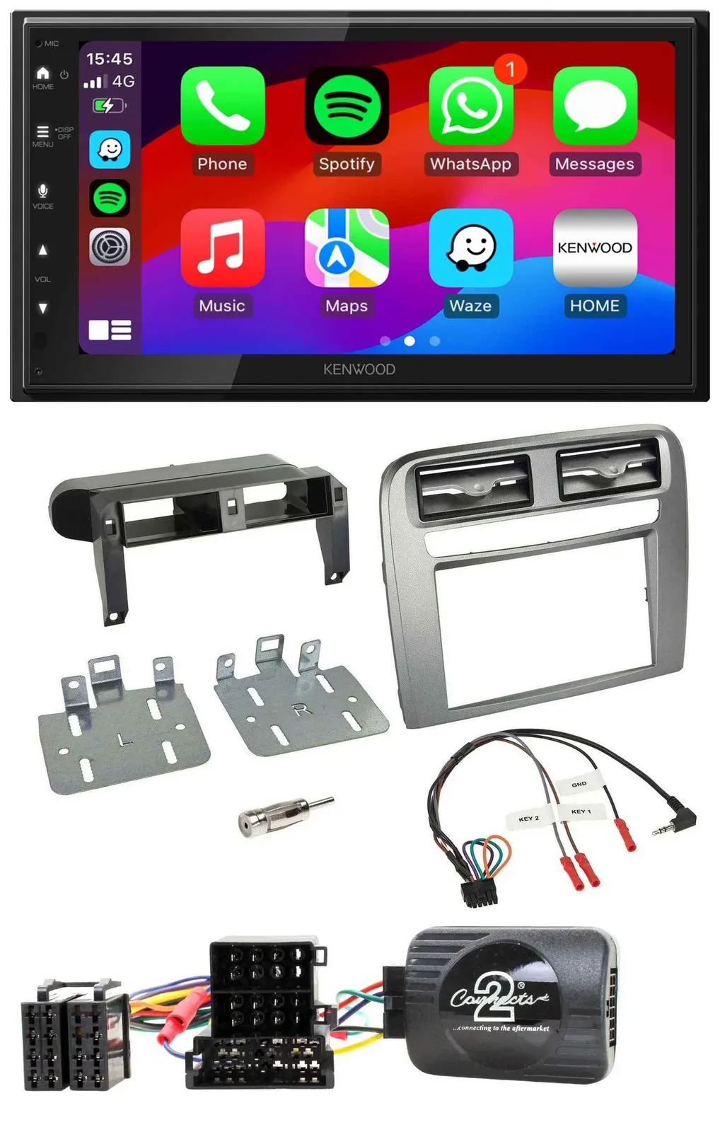 Kenwood Lenkrad USB DAB 2DIN Bluetooth Autoradio für Fiat GrandePunto 05-06 anth