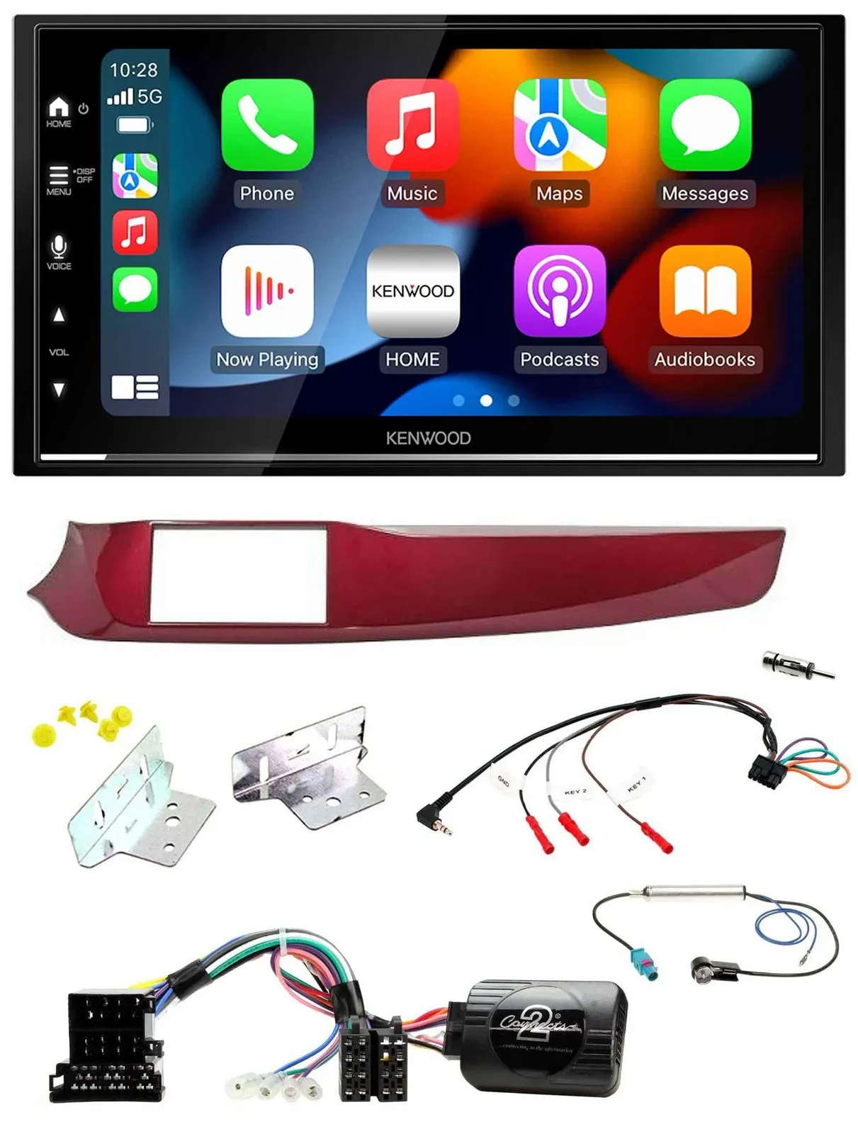 Kenwood DAB USB Bluetooth 2DIN Lenkrad Autoradio für Alfa Giulietta rot 940 2010