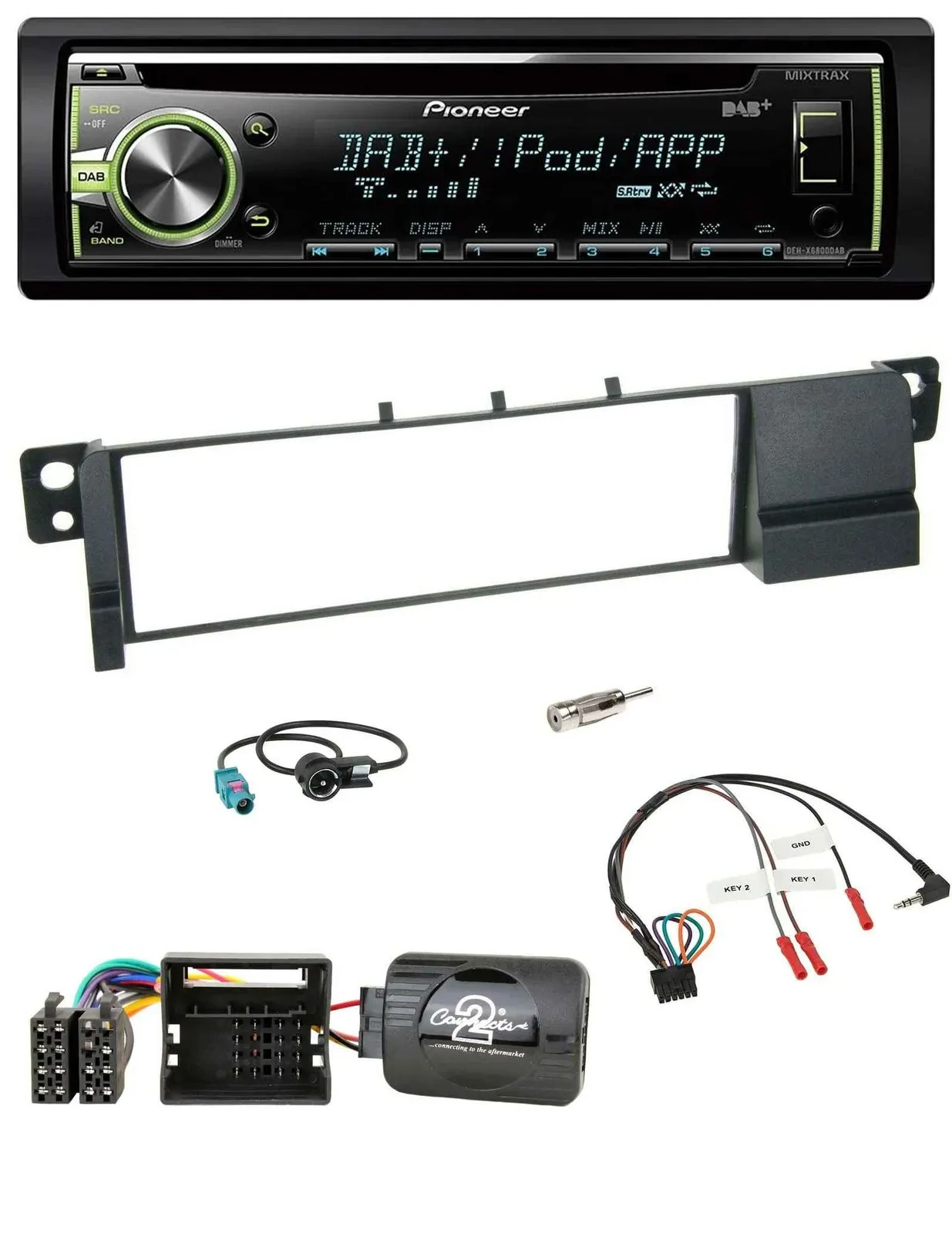 Автомагнитола для BMW 3 Series E46 (2001–2007) Pioneer CD, DAB, USB, поддержка кнопок на руле, Quadlock