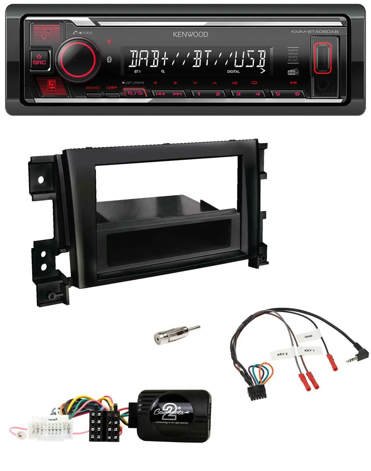 Kenwood Lenkrad Bluetooth USB DAB Autoradio für Suzuki Grand Vitara 2005-2011