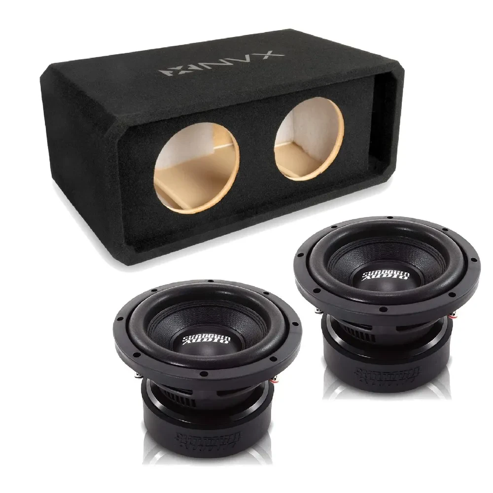 NVX NE82P Dual 8" Slot Ported 3/4" MDF Sub Enclosure w/  Subwoofer