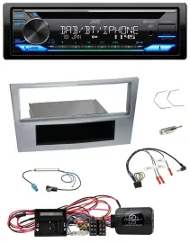 JVC Bluetooth Lenkrad USB DAB CD Autoradio für Opel Corsa D matt-chrom 09-14