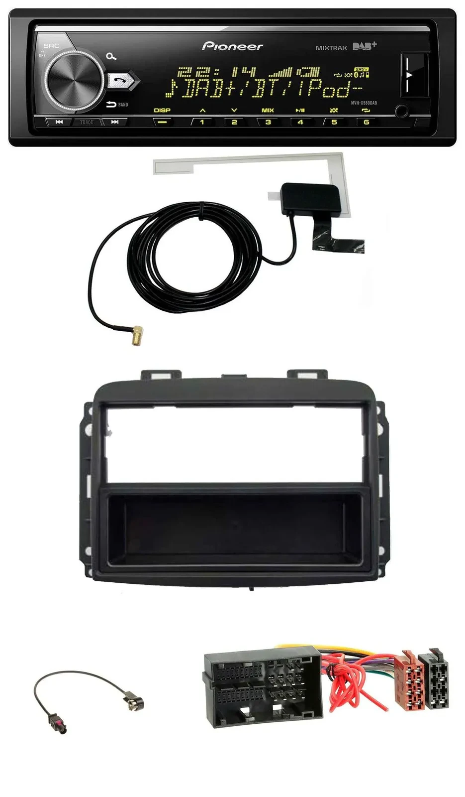 Pioneer Bluetooth DAB USB MP3 Autoradio für Fiat 500 L (ab 2012)