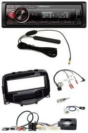 Автомагнитола для Toyota Aygo 2014–2021 Pioneer 1DIN, DAB, USB, MP3, совместима с кнопками на руле