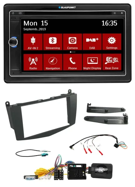 Blaupunkt TMC USB Lenkrad Bluetooth DAB 2DIN Navigation für Mercedes C-Klasse 07