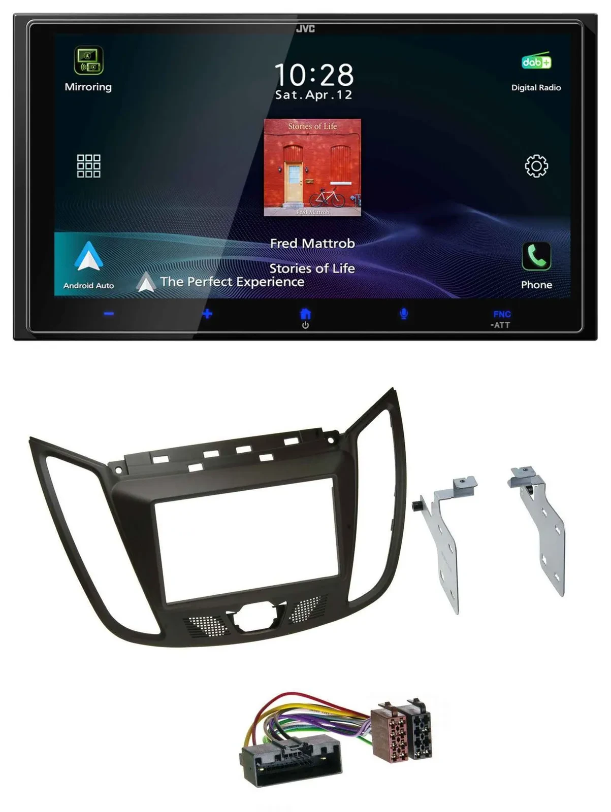 JVC USB Bluetooth 2DIN DAB MP3 Autoradio für Ford C-Max (ab 10) braun