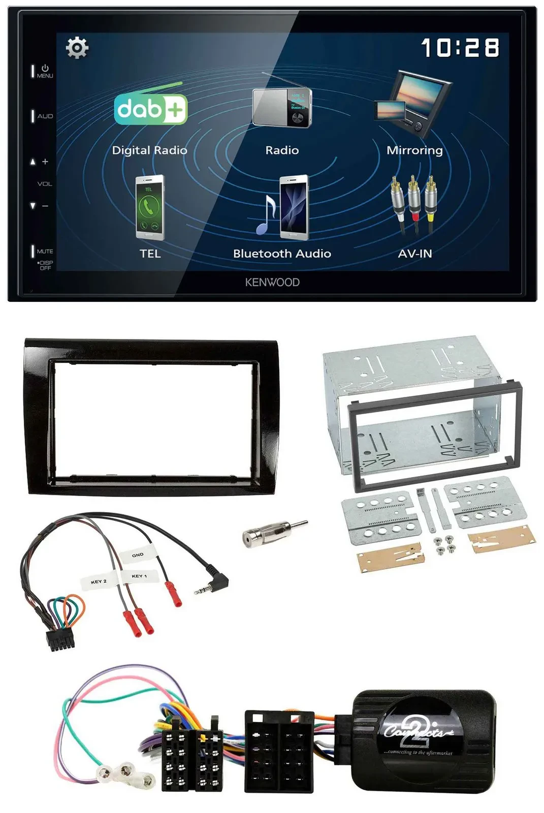 Kenwood 2DIN Bluetooth Lenkrad USB DAB Autoradio für Fiat Bravo 2007-2014
